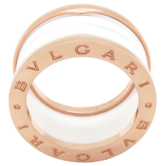 Bvlgari K18 B-Zero 14 Band Ring Ceramic Gold Pink White - Picture 4 of 8